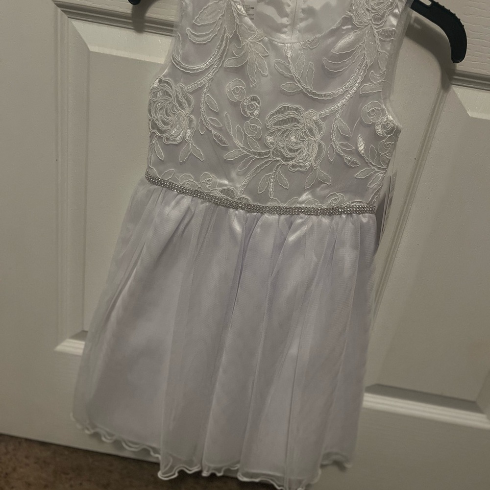 Elegant White Floral Kids Dress
